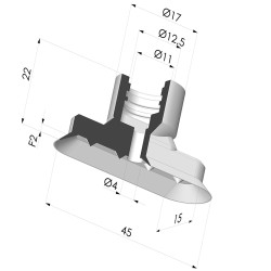 Ventosa Ovalada Serie 4V 45x15MM