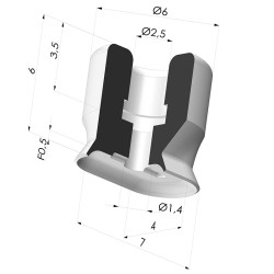 Ventosa Oblonga Serie PFG 7x4 mm
