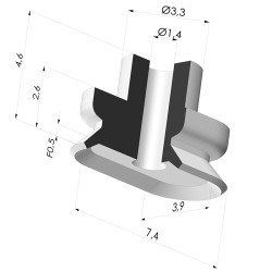 Ventosa Oblonga Serie PFG 7.4x3.9 mm