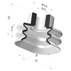 Ventosa Oblonga Serie VCSO 35x28 mm