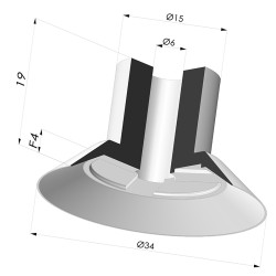 Ventosa Plana Serie VCP Ø 34 mm