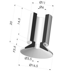 Ventosa Plana Serie 7 Ø 17MM