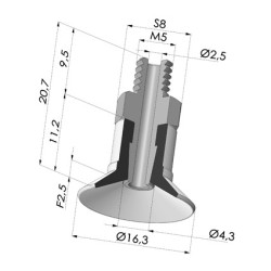 Ventosa Plana Serie 9 Ø 16.3MM