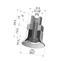 Ventosa Plana Serie PFTM Ø 21MM