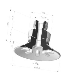 Ventosa Plana Serie 90 Ø 31.8MM