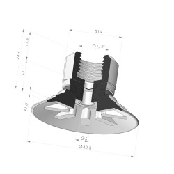 Ventosa Plana Serie 90 Ø 42,3MM