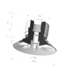 Ventosa Plana Serie 90 Ø 53MM