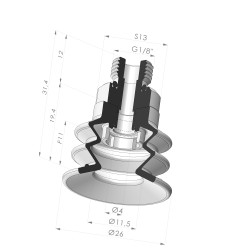 Ventosa 2.5 Fuelle Serie 96C Ø 26MM
