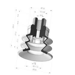 Ventosa 2.5 Fuelle Serie 96C Ø 26MM