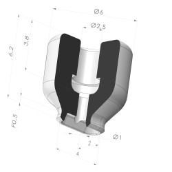 Ventosa Ovalada Serie PFG 4x2 mm